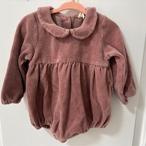 Quincy May Peter Pan Collar Baby Romper - Dusty Rose